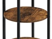 _Round 3 Tier Steel Side Table Easy Assembly for Living Room Bedroom Industrial Style Vintage Brown Black
