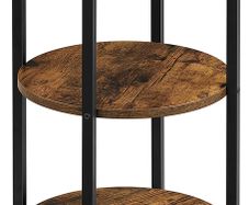 Round 3 Tier Steel Side Table Easy Assembly for Living Room Bedroom Industrial Style Vintage Brown Black