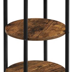 Round 3 Tier Steel Side Table Easy Assembly for Living Room Bedroom Industrial Style Vintage Brown Black