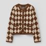Fab Zara Bloggers Insta Famous Brown and Cream Jacquard Heavy Knit Cardigan Image 3