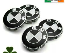 x4 56mm BMW SERIES 1 3 5 X1 X3 X5 MSPORT Alloy Wheel Centre Caps Black & White
