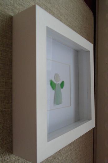 Seaglass picture, Home decor, Gift. Angel picture. Handmade seaglass picture.