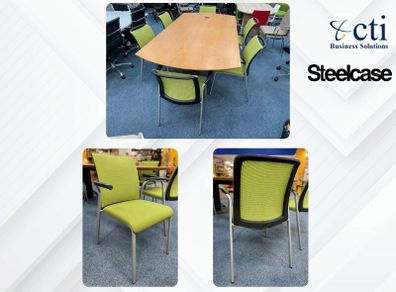 6 X Steelcase Green Meeting Chairs