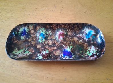 midcentury enamel on copper trinket dish
