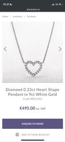 Diamond 0.23ct Heart Shaped Pendant in 9ct White Gold from Brereton