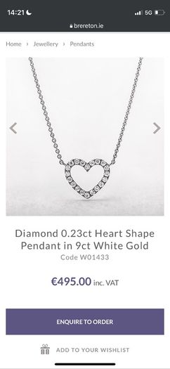 Diamond 0.23ct Heart Shaped Pendant in 9ct White Gold from Brereton