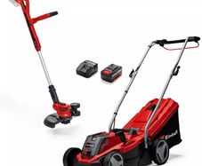 Einhell 18V Cordless Lawnmower & Grass Strimmer - Power X-Change Brushless Motor + 4Ah Battery & Charger