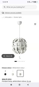 Light Shade -IKEA PS 2014 Pendant lamp, white/silver-colour, 35 cm