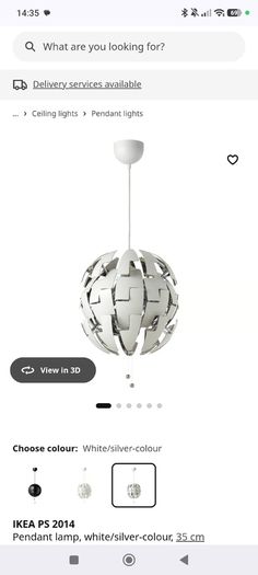 Light Shade -IKEA PS 2014 Pendant lamp, white/silver-colour, 35 cm
