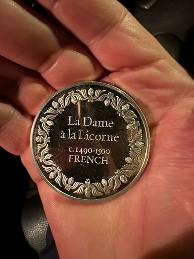 Rare Medal Sterling Silver 925 weight 65g Proof La Dame A La Licorne fraklin mint 2.3oz