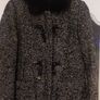 CALVIN KLEIN Womens size SMALL Wool Duffle Coat Faux Fur Trim Hood Image 2