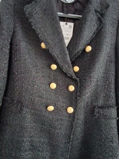 Zara BNWT Womens black boucle coat/jacket