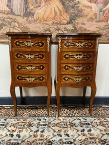FLASH SALE ! Was 495 now 425 ! Fabulous Pair of Marquetry Inlay Bedside Lockers / Nightstands