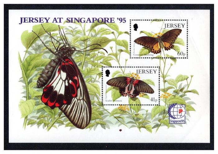 1995 Jersey Exotic Butterflies Stamp Miniature Sheet Mint Never Hinged (MNH)
