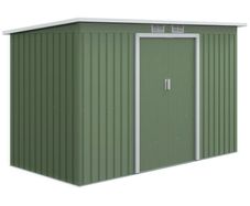 9ft x 4ft Corrugated Garden Metal Storage Shed Outdoor Equipment Tool Box with Kit Ventilation & Doors Light Green