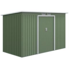 9ft x 4ft Corrugated Garden Metal Storage Shed Outdoor Equipment Tool Box with Kit Ventilation & Doors Light Green