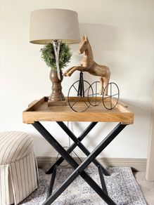 New large foldable console or occasional table in Oak and vintage black