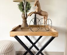New foldable console or occasional table in Oak and vintage black