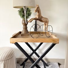 New large foldable console or occasional table in Oak and vintage black