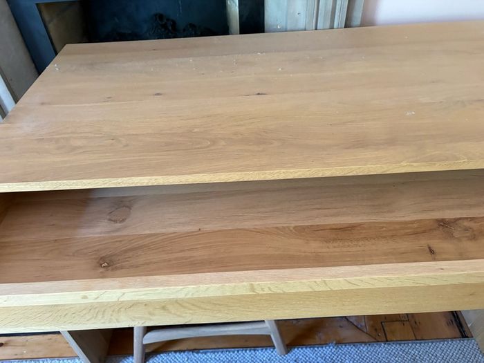 Ethnicraft solid oak desk and stool