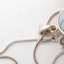925 Vintage Sterling Silver Necklace, Montrose Blue Agate And Marcasite Reversible Pendant Image 4