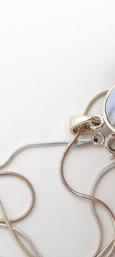 925 Vintage Sterling Silver Necklace, Montrose Blue Agate And Marcasite Reversible Pendant