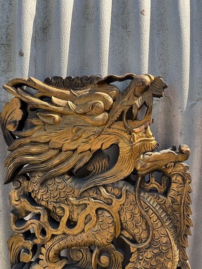 Carved hardwood gilt Dragon wall hanging