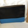 Medium Size  Fashionable Black and Blue Moss Copenhagen Twotone Leather Clutch Bag Image 2