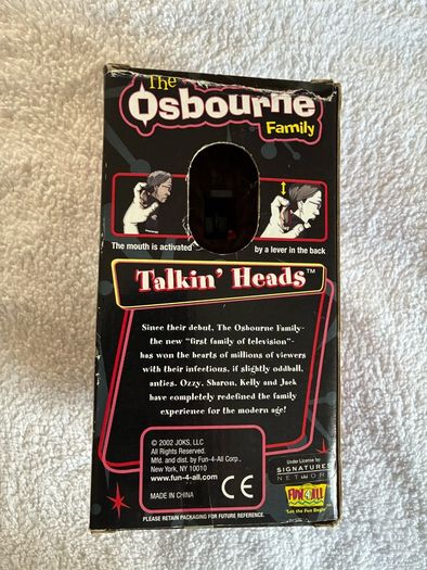 Ozzy and Sharon Osbourne boxed talking head toys