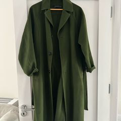 Zara wool blend women's trench coat olive green size M