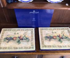 8 Extra Large Pimpernel Table Mats 16" x 12" Fruits pattern Tuscan Palette Collection
