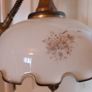 Vintage Large Opaline Glass Pull Down Pendant Light with Wood Handle Image 3