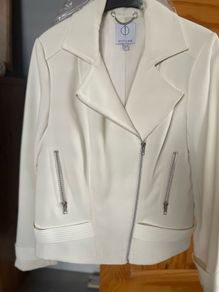 White heavy Outline zip up jacket size 8