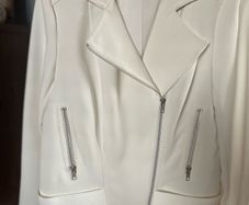 White heavy Outline zip up jacket size 8