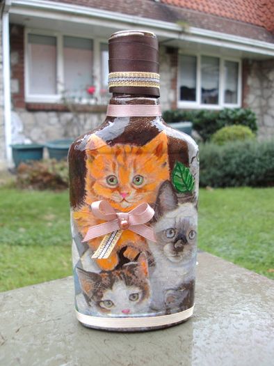 Hand made decoupage bottle.