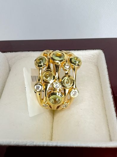 Silver Peridot & White Zircon "Waves of Renewal Ring