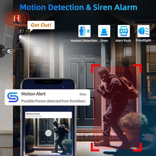 Camera Outdoor Wireless,Flood Light WiFi Battery Camera with Solar Panel,PIR Human Detection with 3MP Color Night Vision, 2-Way Talk, IP66 Waterproof Black 2Pack
