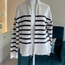 Zara Ladies Beige and Navy Striped Cardigan Image 5