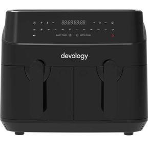 Double Air Fryer - 9L - 2 x 4.5L Independent Cooking Zones - Free 50 Recipe Cookbook- 12 Cooking Programs - Digital LED Display Airfryer - Healthy Oil-free Fryer - Portable Kitchen Appliance (FREE POSTAGE)