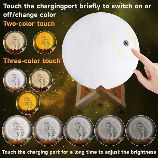 Personalized 3D Printed Night Light with Photo & Text, 16-Color USB Rechargeable Touch Lamp for Mother's Day, Christmas, Valentine's Day, and Anniversaries Brand: XSTZR