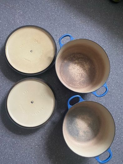 Le Creuset Cast Iron Casserole Dish Dutch Oven with Lid 24 and 22 Blue Enamel