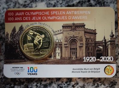 Belgium 2.5 Euro Brilliant Uncirculated Coin 2020 - 100 years Olympic Games Antwerp - Belgian Coincard Catalogue