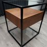Scandinavian metal frame side tables with drawer - walnut Image 3