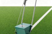 Steel Field Line Marker 11.3kg Dry Powder Chalker with Adjustable 50.100mm Line Width, 2 Heavy-Duty Wheels