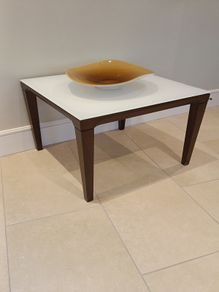 Side table by Calligaris 63cm sq x 55 h glass top