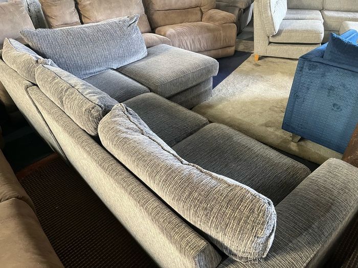 Grey corduroy corner sofa set