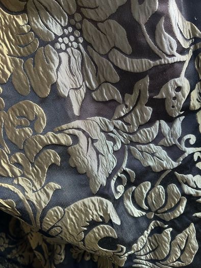 Pair of large lined black and gold curtains