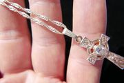 Vintage Sterling Silver 925 Celtic Heart Cross Pendant Necklace 18,2"