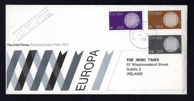 1970 Ireland Europa (CEPT) Commemorative Stamps Illustrated Irish TImes First Day Cover (FDC)