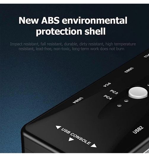 Switch Box Adapter, One-Button Swapping, 4 VGA Cables not Included, Ideal for PCs, Keyboard, Mouse, Scanner, Printer